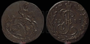 Денга 1787 года КМ (КМ, Сузунский монетный двор)