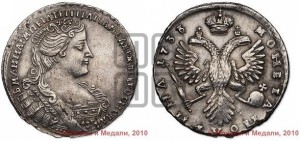 Полтина 1733 года (голова смещена влево)