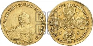 10 рублей 1758 года ММД (портрет работы Скотта, ММД)