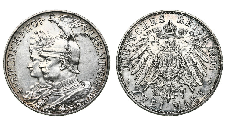 Германия. Пруссия. Вильгельм II. 2 марки 1901 года