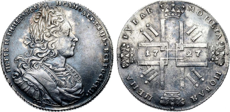 1 рубль 1727 года, СПБ