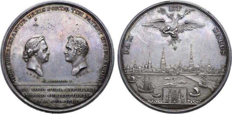 Медаль 1810 года. В память 100-летия присоединения Риги к России