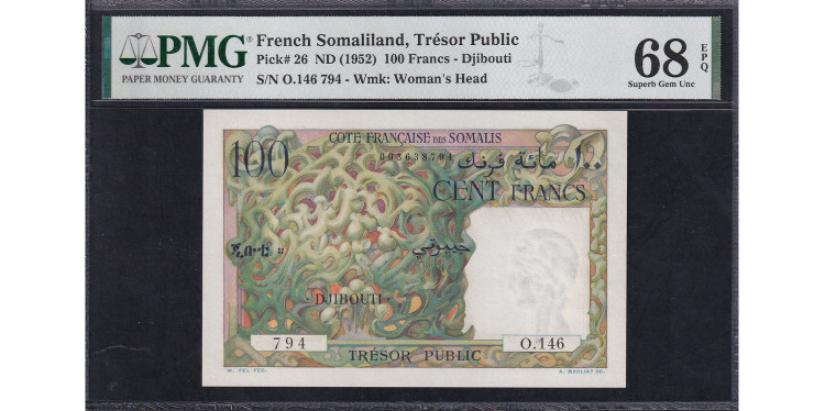 French Somaliland. 100 Francs 1952 year