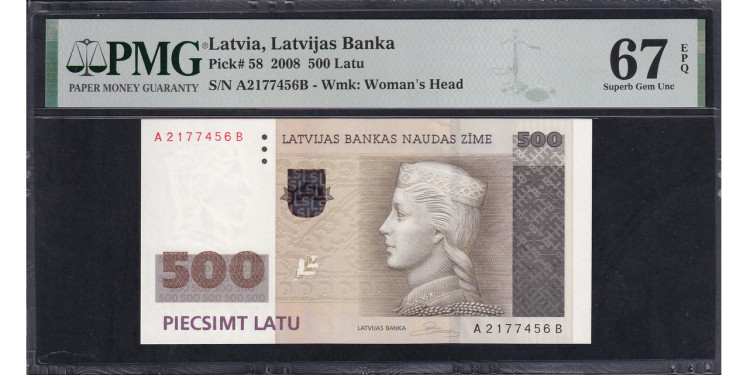 Latvia. 500 Latu 2008 year