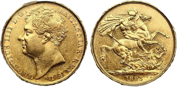 2 фунта 1823 года. Великобритания. Король Георг IV