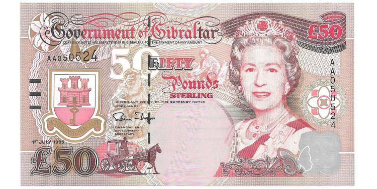 Гибралтар. 50 фунтов 1995 года