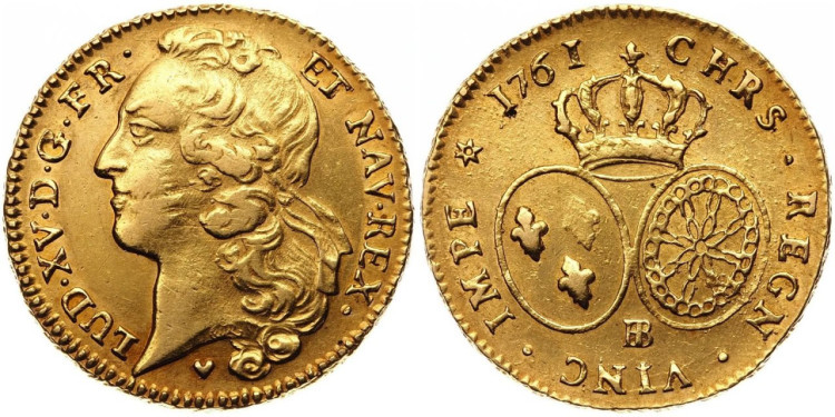 2 луидора 1761 года,  BB