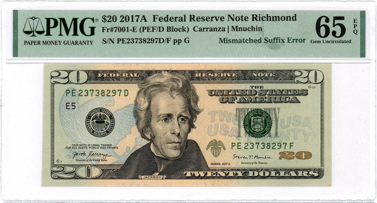 20 долларов 2017 А года (Ошибка-несоответствие суффикса)