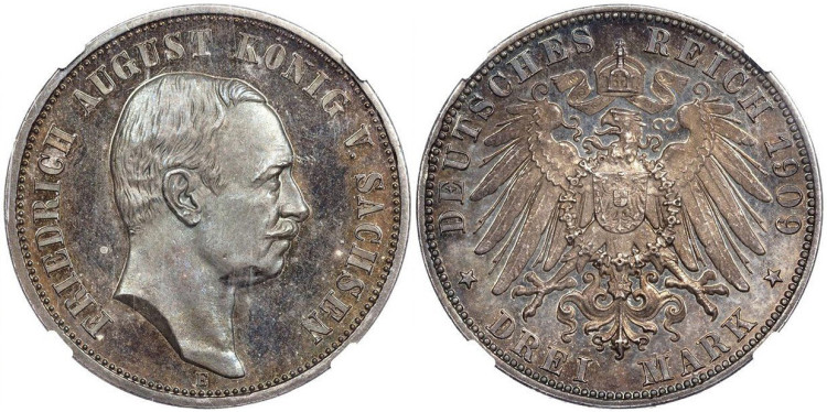 3 марки 1909 года, Е. Германия, Саксония