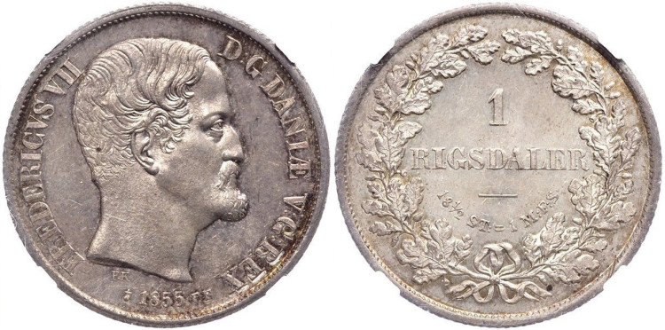 1 риксдалер 1855 года, FK FF. Дания