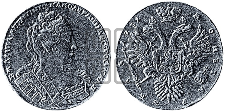1 рубль 1731 года (без броши на груди, без  локона за ухом) - Биткин: #34 (R1)