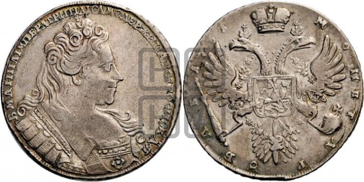 1 рубль 1731 года (с брошью на груди) - Биткин: #44