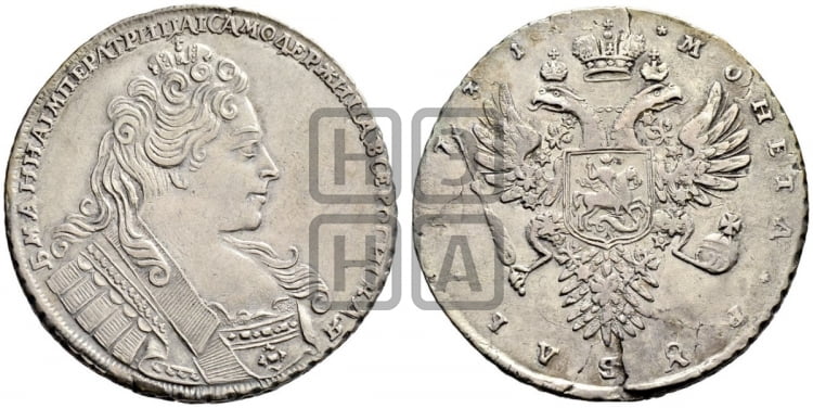 1 рубль 1731 года (с брошью на груди) - Биткин: #46 (R2)