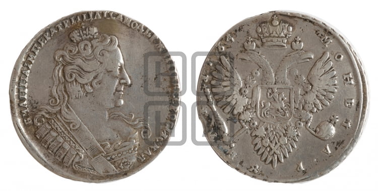 1 рубль 1734 года (с брошью на груди) - Биткин: #87 (R2)