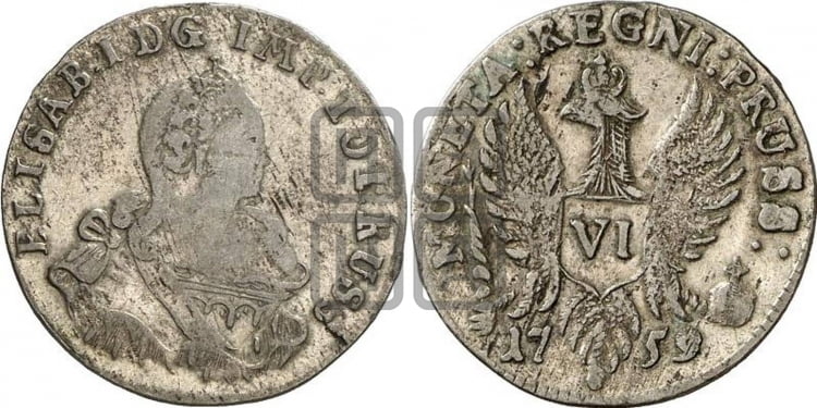 6 грошей 1759 года - Биткин #702 (R)