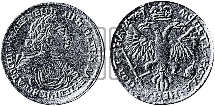 Полтина 1719 года L (портрет в латах, без пряжки на плече, без знака медальера, инициалы минцмейстера L) - Биткин: #1029 (R2)