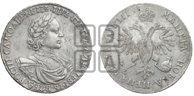 1 рубль 1718 года OK/L (портрет в латах, знак медальера ОК, инициалы минцмейстера L) - Биткин: #220 (R)