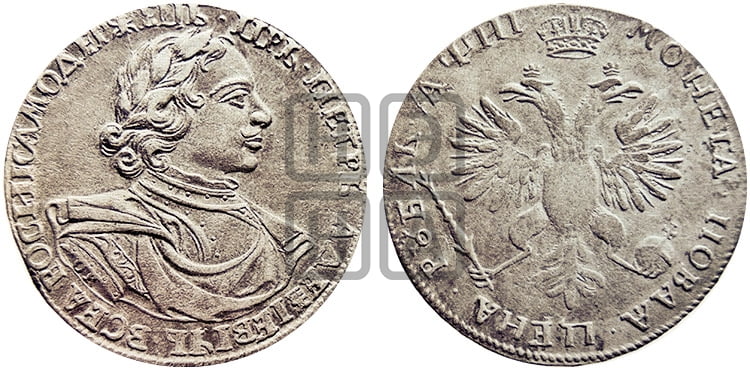 1 рубль 1718 года OK/L (портрет в латах, знак медальера ОК, инициалы минцмейстера L) - Биткин: #231 (R)