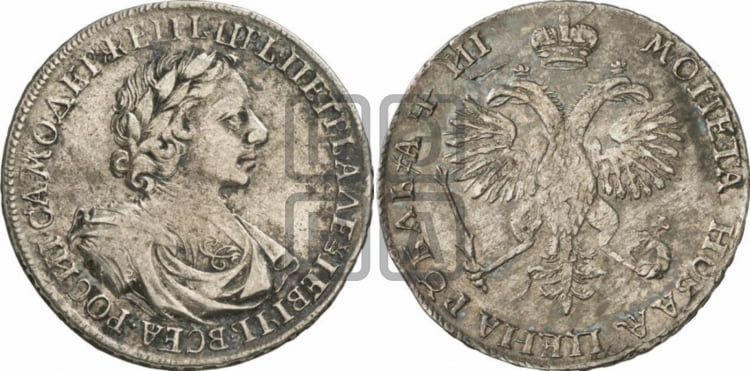 1 рубль 1718 года OK/L (портрет в латах, знак медальера ОК, инициалы минцмейстера L) - Биткин: #242 (R1)