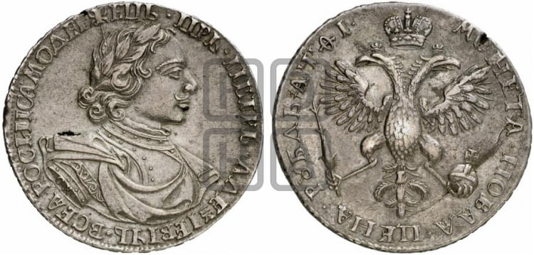 1 рубль 1719 года OK/L (портрет в латах, знак медальера ОК, инициалы минцмейстера L или ILL) - Биткин: #284 (R)
