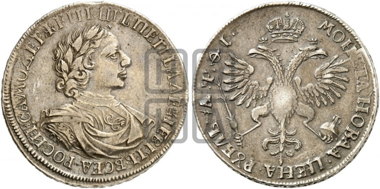 1 рубль 1719 года OK (портрет в латах, знак медальера ОК, без обозначения минцмейстера) - Биткин: #309 (R)