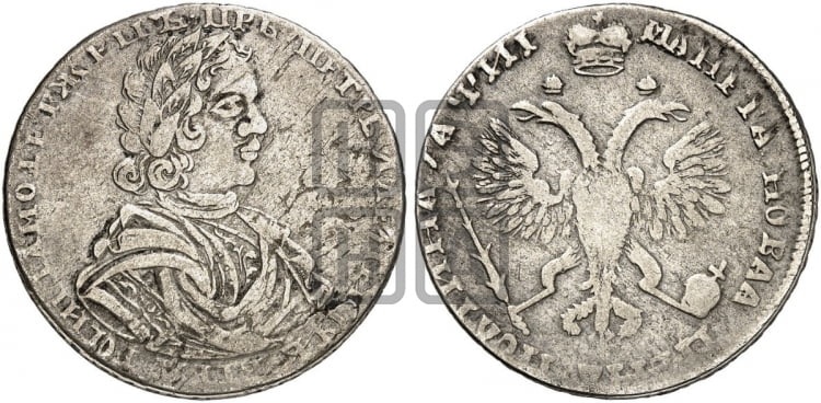 Полтина 1718 года (портрет в латах, без пряжки на плече, без знака медальера и минцмейстера) - Биткин #584 (R)