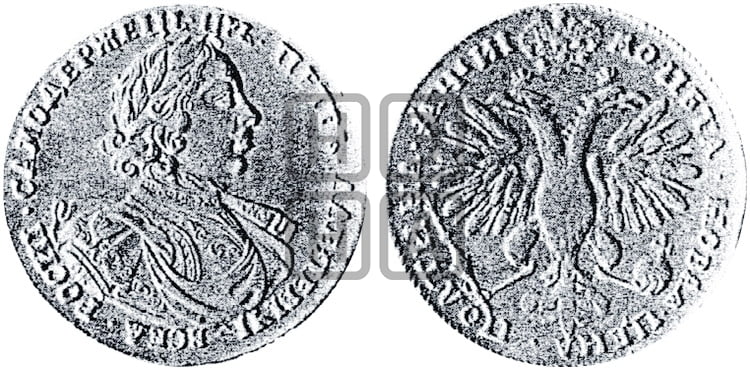 Полтина 1718 года OK/L (портрет в латах, без пряжки на плече, знак медальера ОК, инициалы  минцмейстера L или LL) - Биткин: #611 (R1)