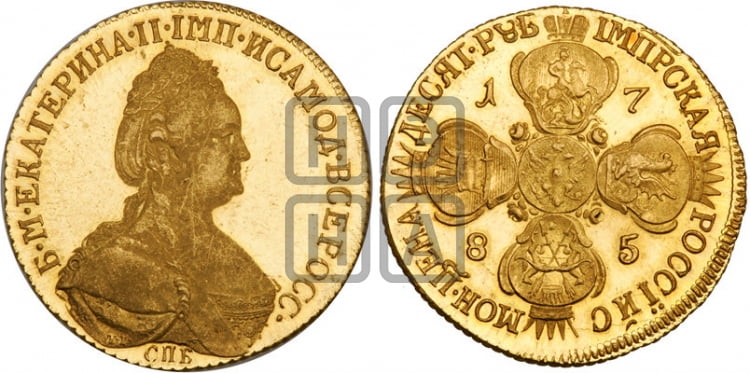 10 рублей 1781 года СПБ (новый тип, шея длиннее) - Биткин #H42 (R3) новодел