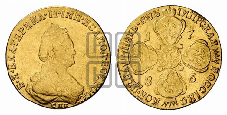5 рублей 1786 года СПБ(новый тип, короче) - Биткин #87 (R)