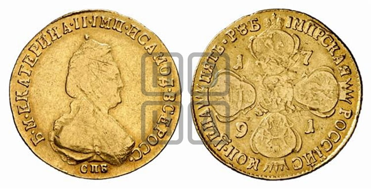 5 рублей 1791 года СПБ(новый тип, короче) - Биткин #93 (R1)