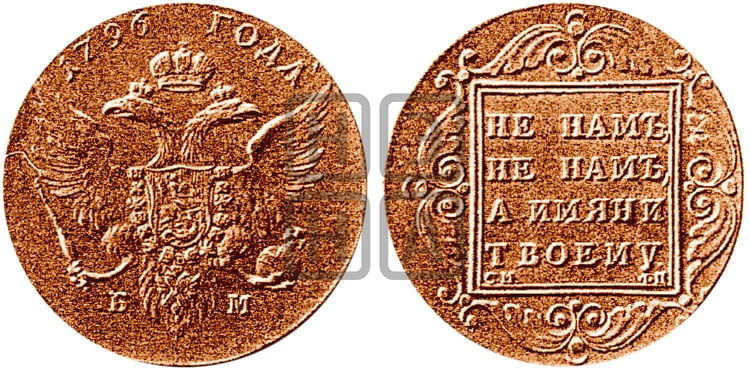 1 рубль 1796 года БМ/СМФЦ (Банковский рубль) - Биткин #Н16 (R4) новодел
