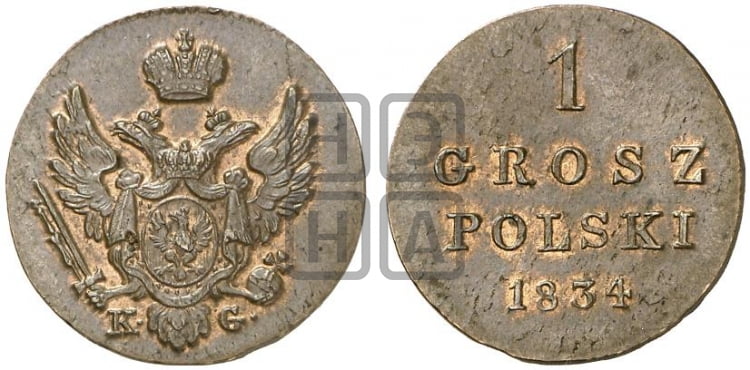 1 грош 1834 года KG - Биткин #1069