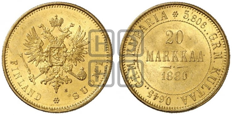 20 марок 1880 года S - Биткин #613 (R1)