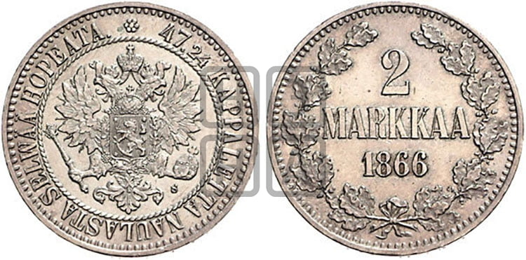 2 марки 1866 года S - Биткин #618