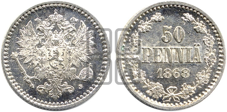 50 пенни 1868 года S - Биткин #635 (R1)