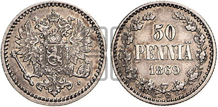 50 пенни 1869 года S - Биткин #636