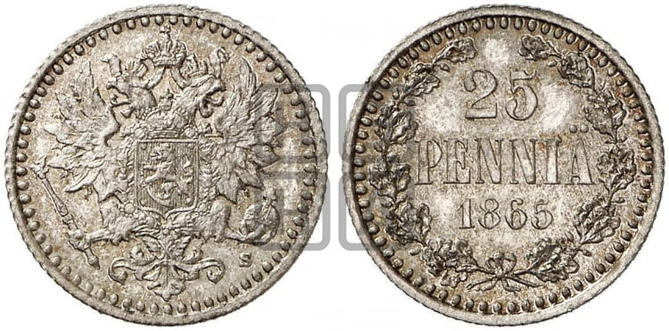 25 пенни 1865 года S - Биткин #641