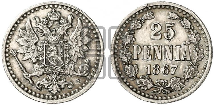25 пенни 1867 года S - Биткин #643 (R2)
