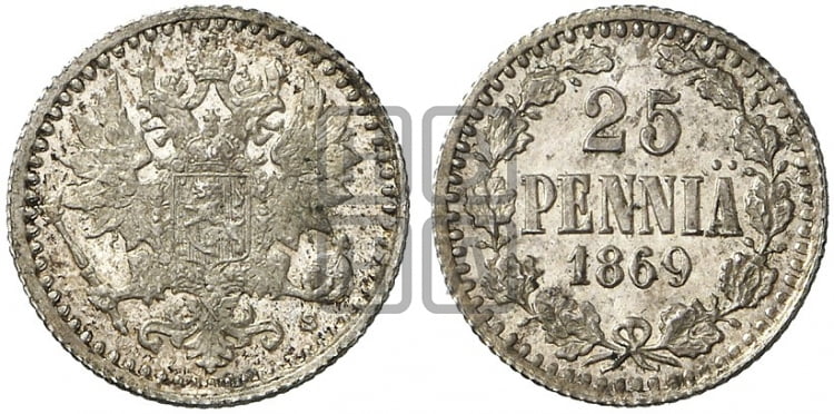 25 пенни 1869 года S - Биткин #645