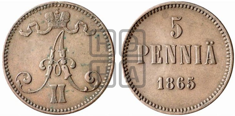 5 пенни 1865 года - Биткин #657