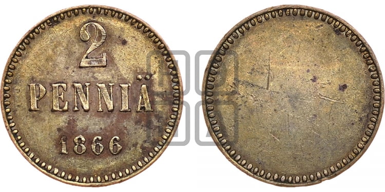 2 пенни 1866 года - Биткин #682 (R4)