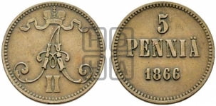 5 пенни 1863-1875 гг.