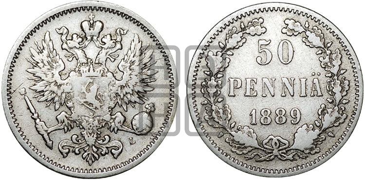 50 пенни 1889 года L - Биткин #233