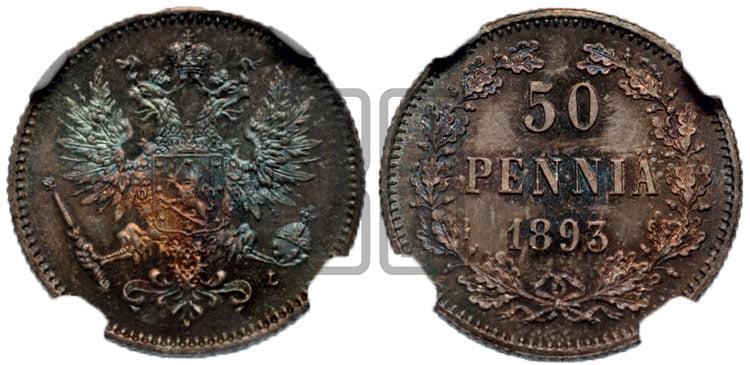 50 пенни 1893 года L - Биткин #237