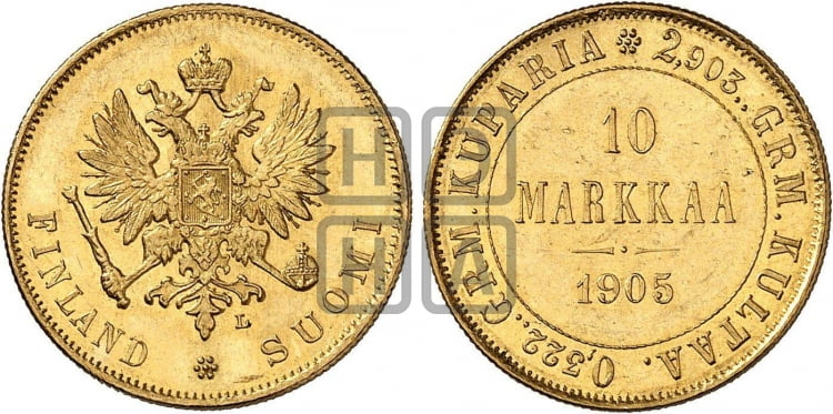 10 марок 1905 года L - Биткин #393 (R2)
