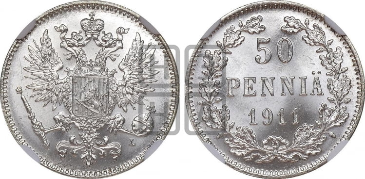 50 пенни 1911 года L - Биткин #404