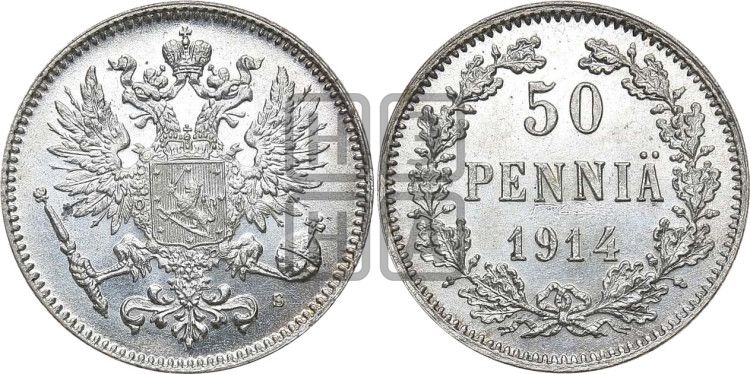 50 пенни 1914 года S - Биткин #405