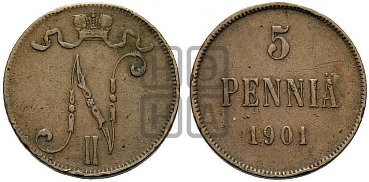 5 пенни 1901 года - Биткин #445