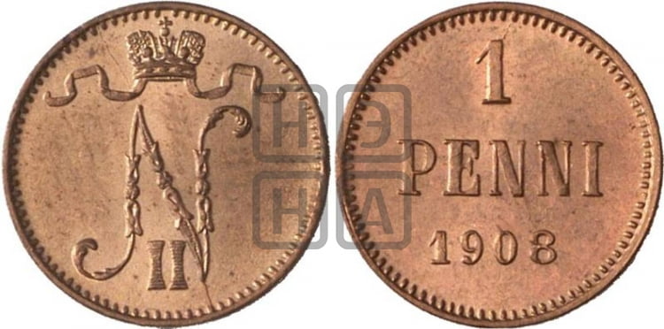 1 пенни 1908 года - Биткин #469