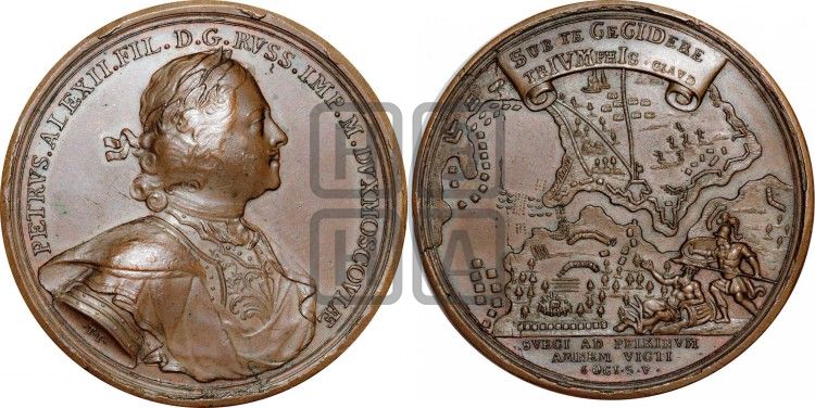 медаль Сражения у реки Пелькине, 6 октября 1713 - Дьяков: 45.5